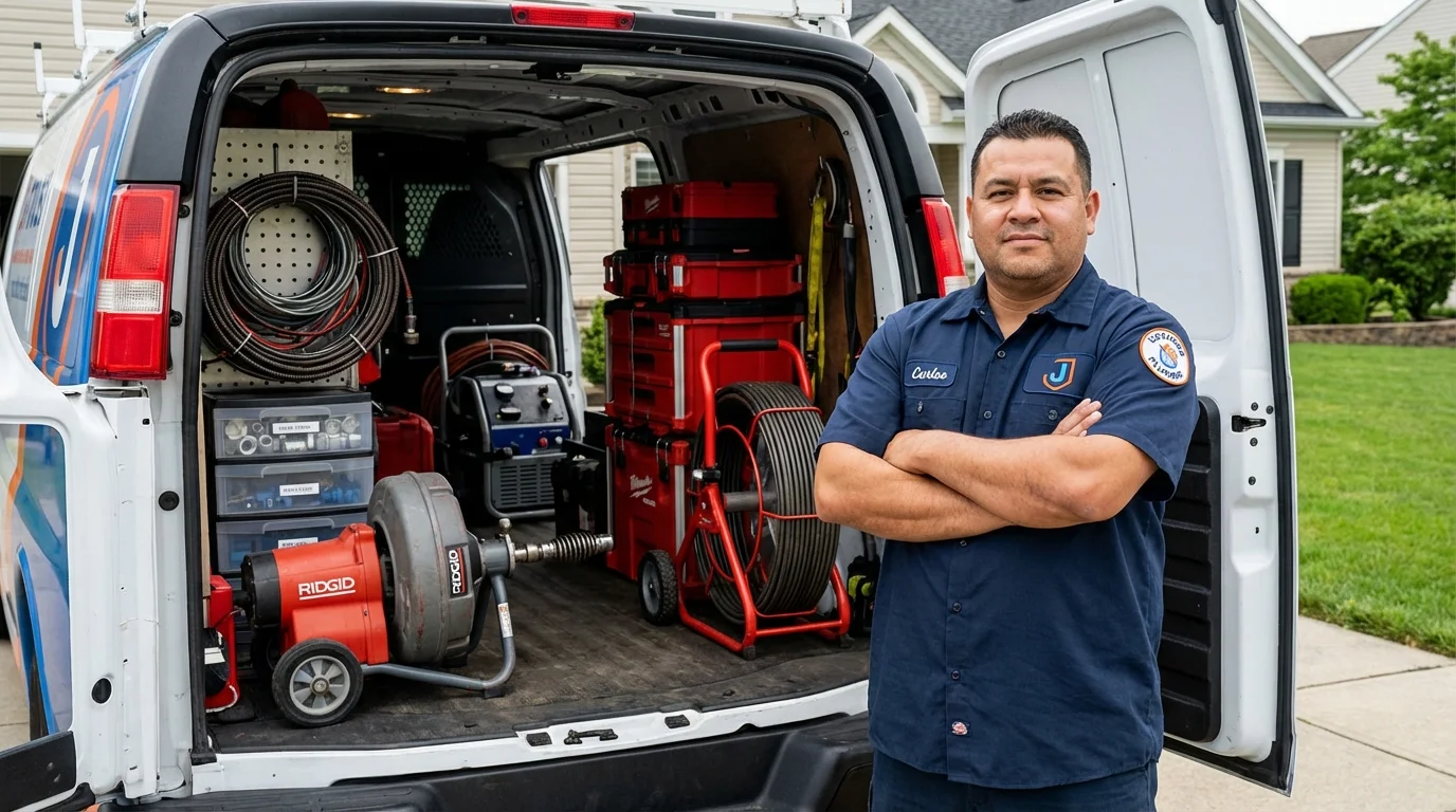 Professional drain cleaning equipment and Johns Plumbing LLC plumber in Sutherland
