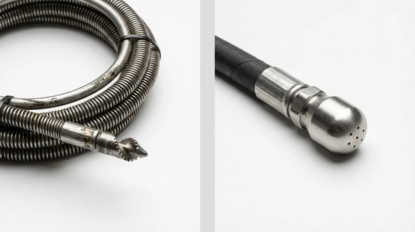 Drain snake cable and hydro jetting nozzle used for drain cleaning in Sutherland, NE