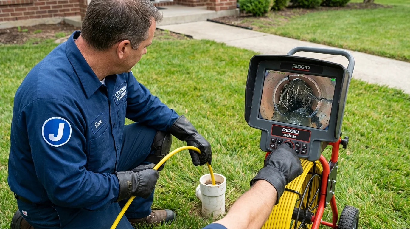 Sewer camera inspection being performed by Johns Plumbing LLC in Sutherland